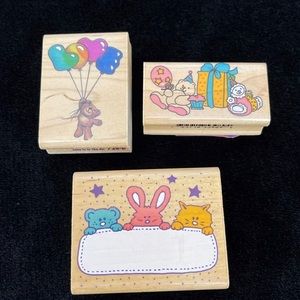 Rubber Stamps x 3 (Teddy Bears & Balloons)